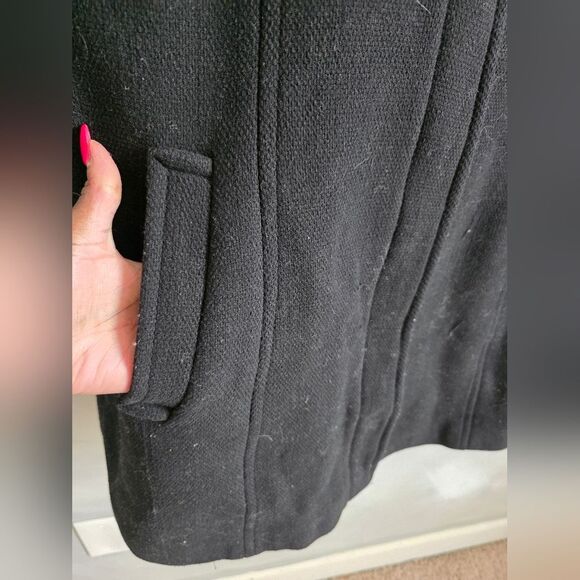 Calvin Klein Wool Blend Detachable Fur Hood Zip Coat Parka Black Gold Sz XL - Picture 3 of 16